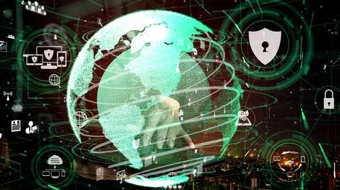 Cyber security encryption technology to protect data privacy conceptual Foto stock