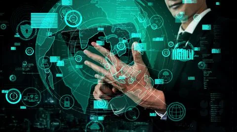 Cyber security encryption technology to protect data privacy conceptual Stock Photos