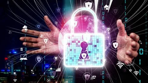 Cyber security encryption technology to protect data privacy conceptual 写真素材