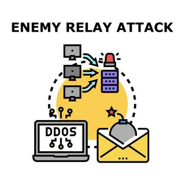 Cyber security enemy relay attack server hacking Stock-Illustration