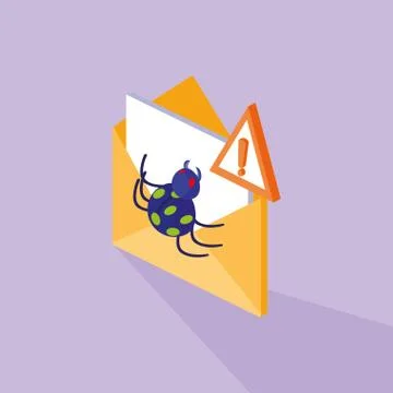Cyber security with envelope mail and virus attack Stock Illustration