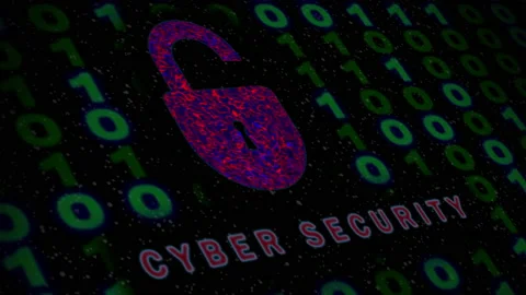 Cyber Security error. Digital organic padlock and flicking binary code. Stock Footage 156431481