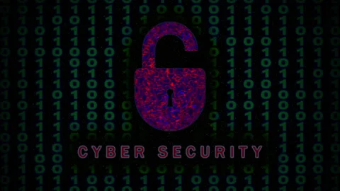 Cyber Security error. Digital organic padlock and binary code. Stock Footage 156431507