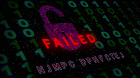 Cyber Security error. Digital organic padlock and flicking binary code. Stock Footage 156431521