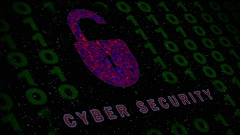 Cyber Security error. Digital organic padlock and binary code. Side view. Stock Footage 156431524