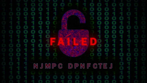Cyber Security error. Digital organic padlock and binary code. Cyber Stock Footage 156431579