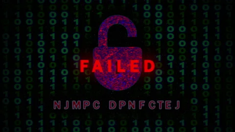 Cyber Security error. Digital organic padlock and flicking binary code. Stock Footage 156431611
