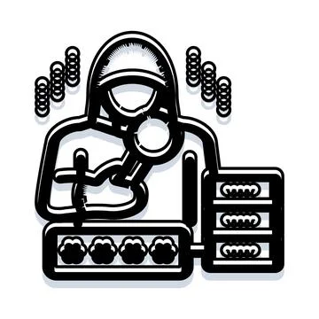 Cyber security expert examining data server access Stock Illustration