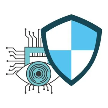 Cyber security eye with shield isolated icon Stock Illustration