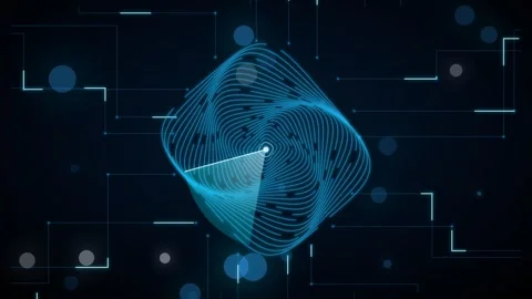 Cyber security fingerprint biometric scan arc concept glowing in neon light 動画素材 339317011
