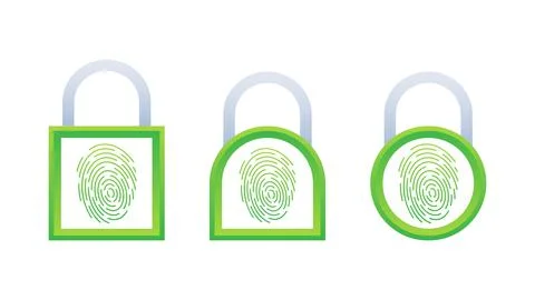 Cyber security fingerprint on lock. Security shield concept. Internet security Stock Illustration
