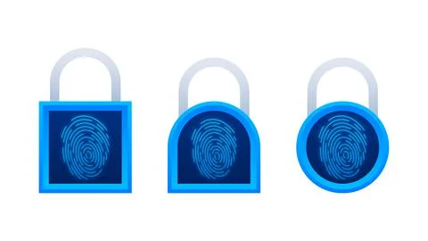 Cyber security fingerprint on lock. Security shield concept. Internet security 스톡 일러스트