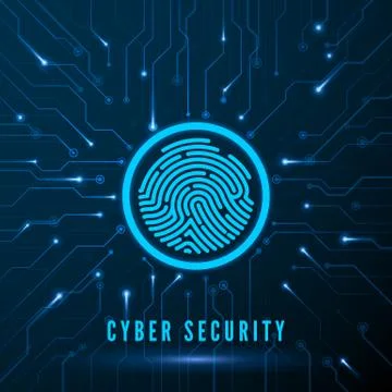 Cyber Security. Fingerprint Scanning Identification System. Finger Print on C Stock Illustration