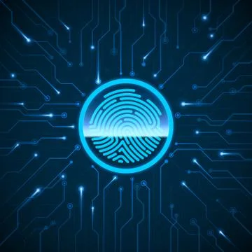Cyber Security. Fingerprint Scanning Identification System. Finger Print Scan Stock Illustration