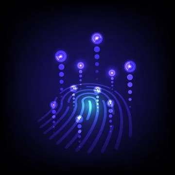 Cyber Security fingerprint scanning technology concept, futuristic hi-tech Illustrazione stock