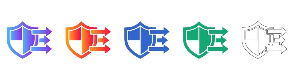 Cyber Security Firewall Shield Icons Stock Illustration
