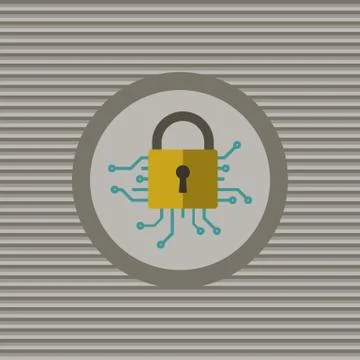 Cyber security flat icon Stock Illustration