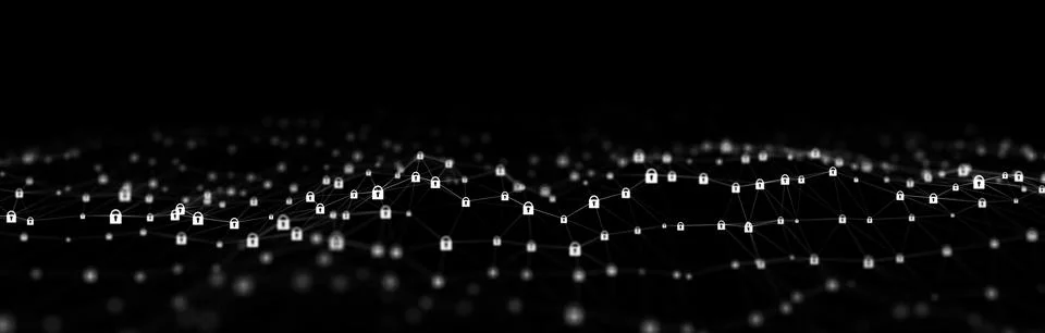 Cyber security flow concept. Digital wave structure connecting code algorit.. Stock Illustration