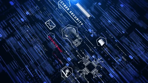 Cyber security of a futuristic digital data network protection 4K motion Stock Footage 314540294