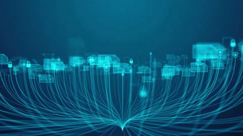 Cyber security of global Big data cloud computing internet of things IOT AI  Stock Footage 163006091