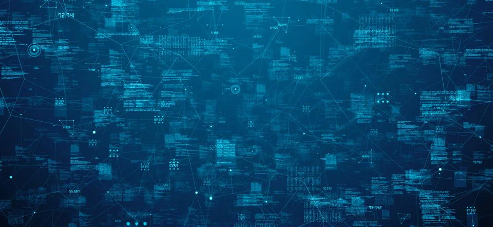 Cyber security of Global Big data cloud computing internet of things IOT AI  Stock Illustration