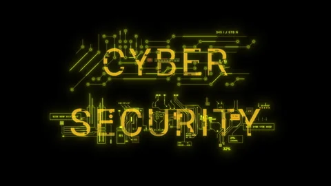 Cyber security glow yellow HUD Data Information internet Security cyber hackers Stock Footage 264335016