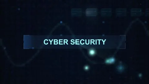 Cyber security glowing HUD banner with wave technology background Illustrazione stock