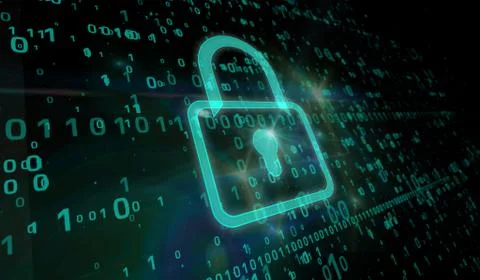 Cyber security - green padlock Stock Illustration