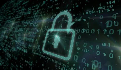 Cyber security - green padlock Stock Illustration