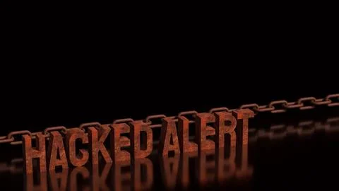 Cyber Security Hacked Alert Warning Concept 3d render. Stock Illustration