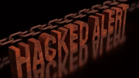 Cyber Security Hacked Alert Warning Concept 3d render. Stock Illustration