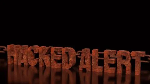 Cyber Security Hacked Alert Warning Concept 3d render. Illustrazione stock