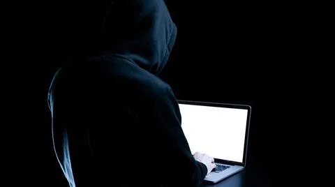 Cyber security hacker concept. Internet web hack technology. Digital laptop i Stock Photos