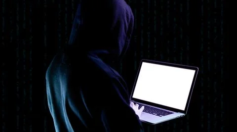 Cyber security hacker concept. Internet web hack technology. Digital laptop in Stock Photos