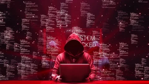 Cyber Security Hacker Data Breach Digital Attack Anonymous hacker laptop glitch Stock Footage 341904713