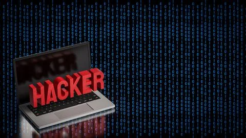 Cyber Security Hacker Warning On Laptop 3d render. Stock Illustration