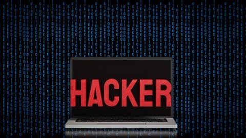 Cyber Security Hacker Warning On Laptop 3d render. 스톡 일러스트
