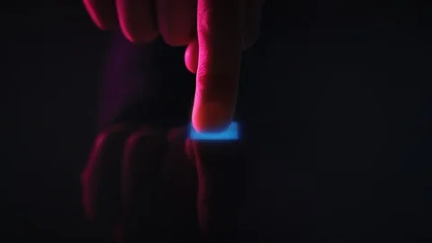 Cyber Security Hacking: Human Finger Touches Screen Button Activates Virus Stock Footage 123632832