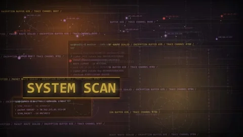 Cyber Security HUD Interface Server Lockdown and System Scan Stock Footage 335369001