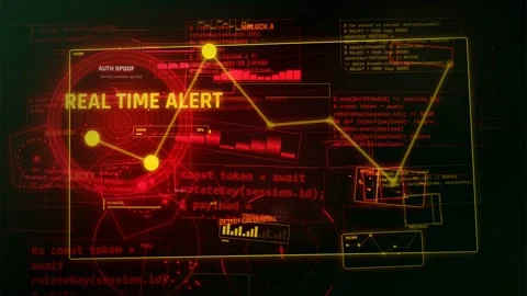 Cyber Security HUD Real Time Alert Digital Interface Stock Footage 335567669