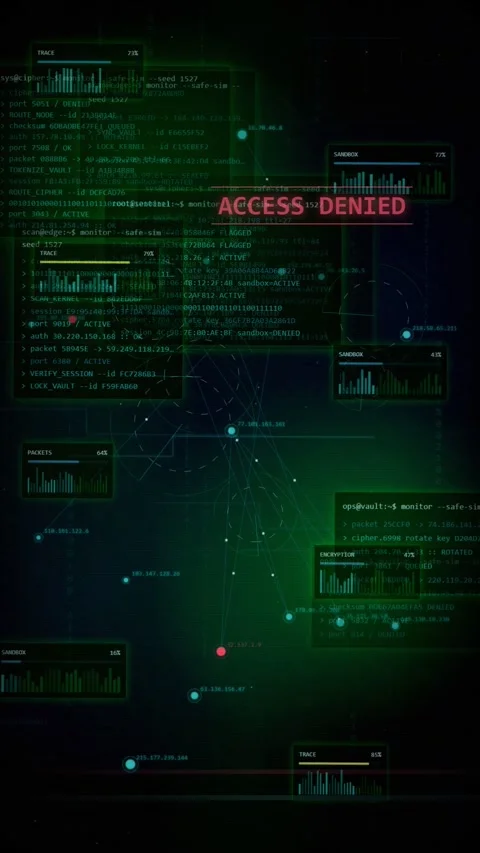 Cyber Security HUD Zero Day Attack Detected Digital Interface Stock Footage 335346386