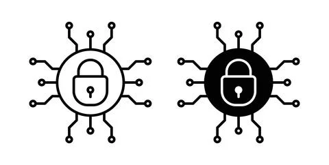 Cyber security icon in black and white. vector icon pack for websites イラスト素材