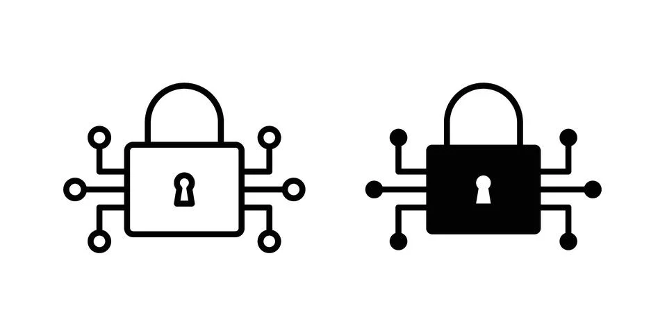 Cyber security icon concept logo design collection Stock Illustration