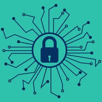 Cyber security icon design, Security sign, Artificial Intelligence, Interne.. Illustrazione stock