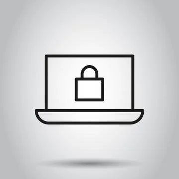 Cyber security icon in flat style. Padlock locked vector illustration on isol Stock Illustration
