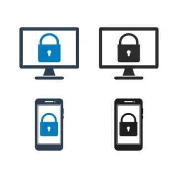 Cyber Security Icon. Flat style vector EPS. Stock Illustration