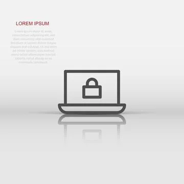 Cyber security icon in flat style. Padlock locked vector illustration on wh.. Stock Illustration