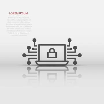 Cyber security icon in flat style. Padlock locked vector illustration on wh.. Illustrazione stock
