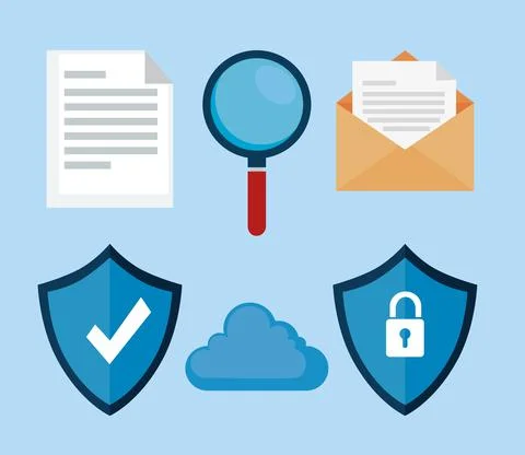 Cyber security icon group Stock Illustration