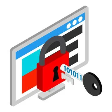 Cyber security icon, isometric style Stock-Illustration